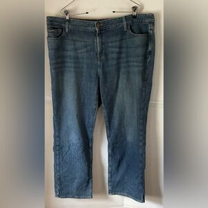 L.L. Bean flannel lined favorite fit Blue Straight Leg Jeans size 20 petite